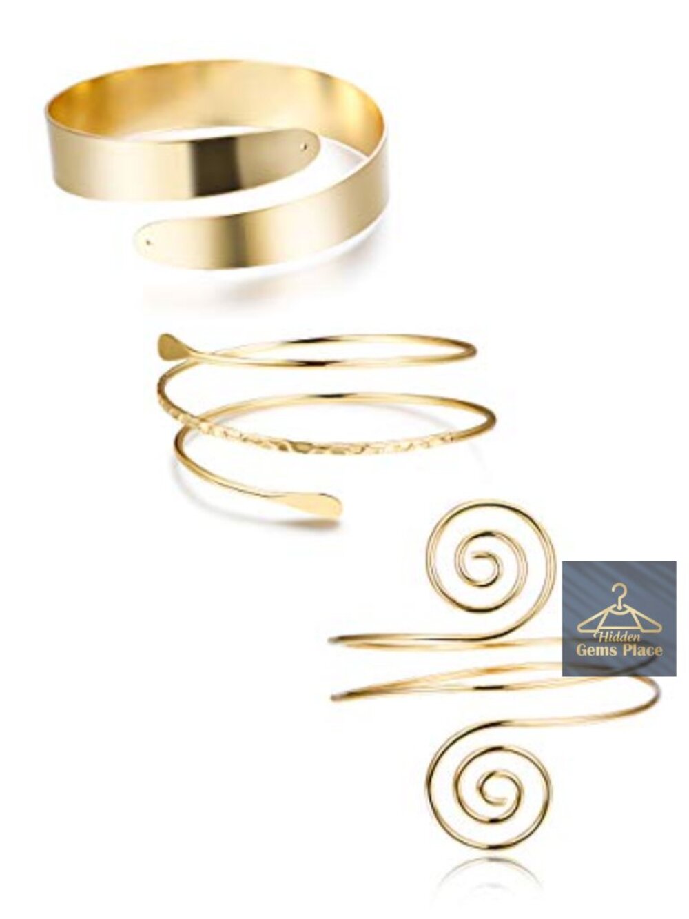 Adjustable Gold Cuff Armband Set 3-4pcs Upper Arm Bracelets